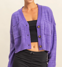 Load image into Gallery viewer, Purple Button Down Cardigan
