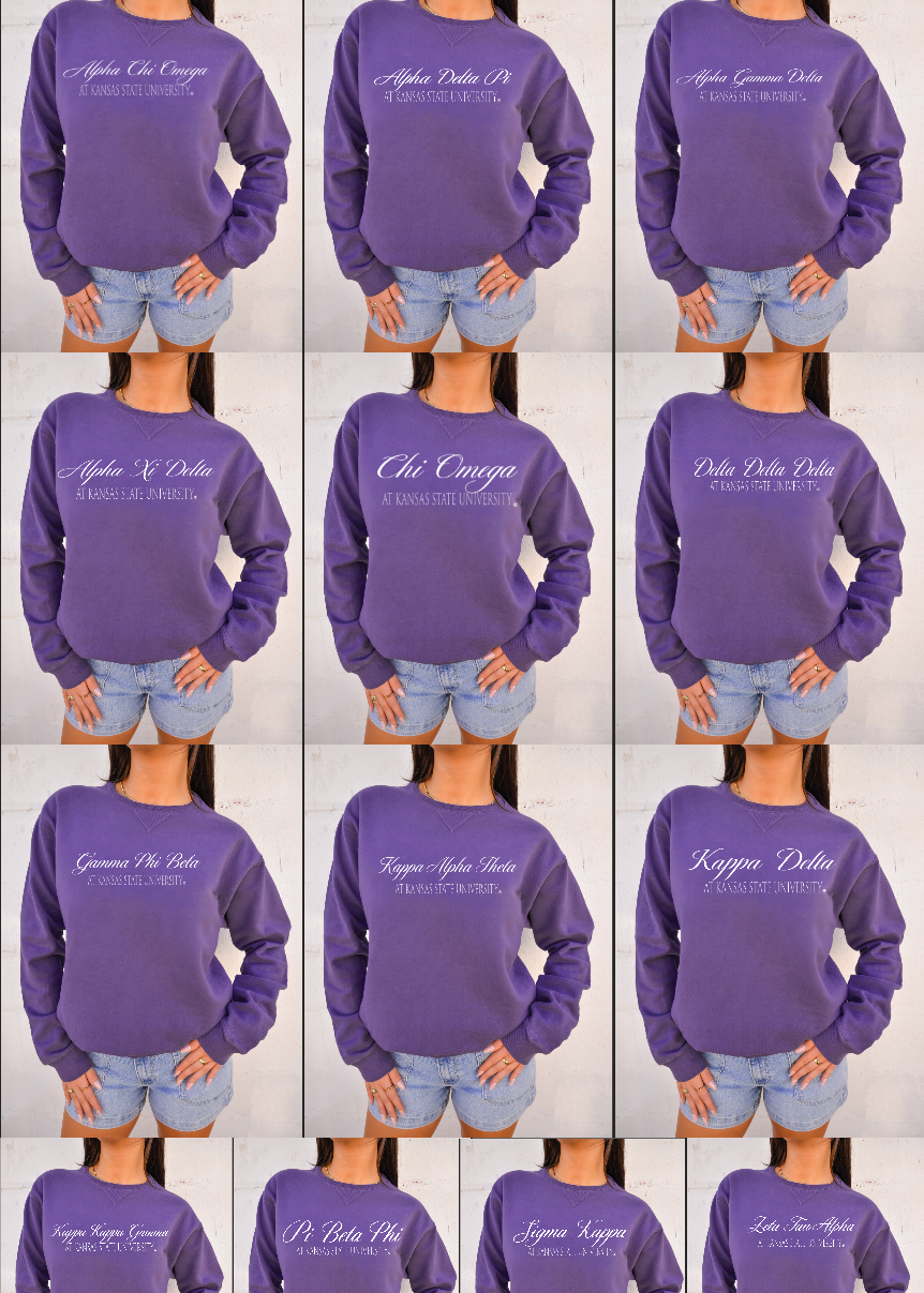 G-6: K-State Purple Sorority Crew - Customizable