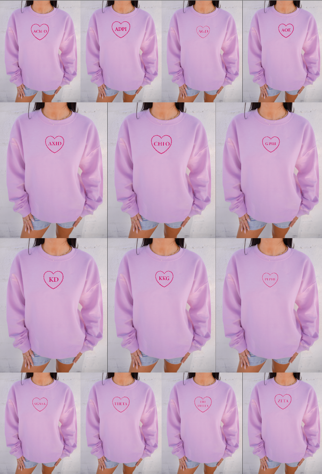G-9: Scalloped Heart Greek Sweatshirt - Customizable