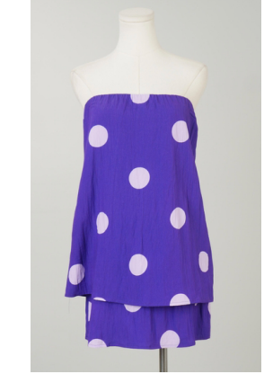 Polka Dot Purple Strapless Top