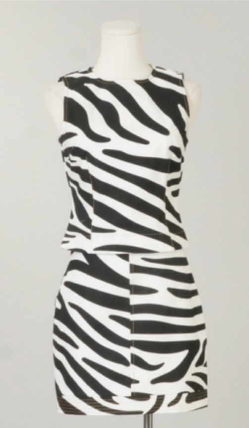 Zebra Print Denim Black and White Skirt