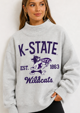 Load image into Gallery viewer, K-State Mock Neck Reverse Vintage Sweatshirt – Heather Gray
