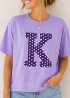 K Polka Dot Cropped Box Tee – Lavender