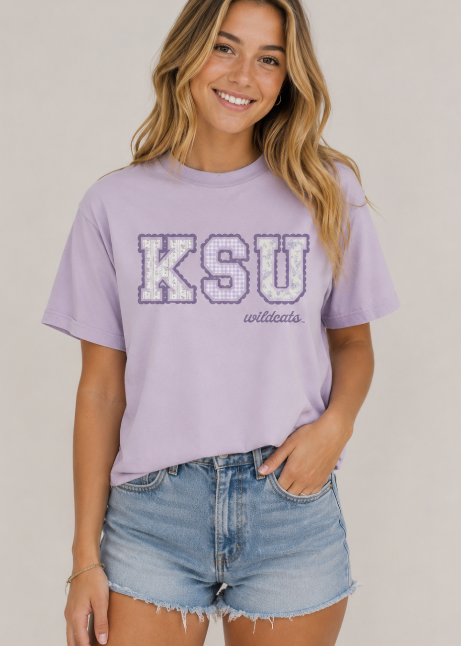 Lavender KSU Wildcats Tee