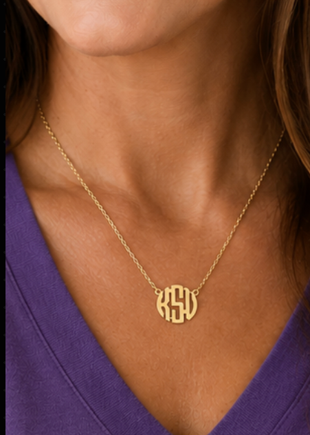 KSU Monogram Necklace - Gold