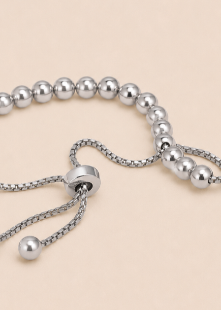 Powercat Beaded Bracelet - Silver