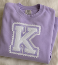 Patch Work Stitch Big K Lavender Crew