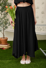 Load image into Gallery viewer, Pleated Linen Midi Black Skirt
