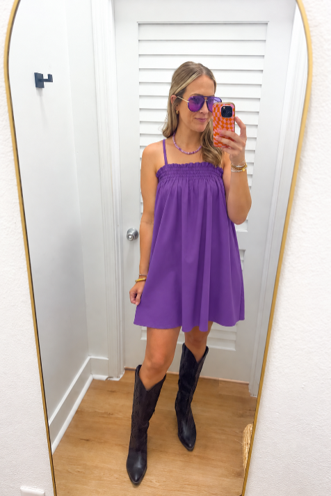 Purple Flowy Midi Dress