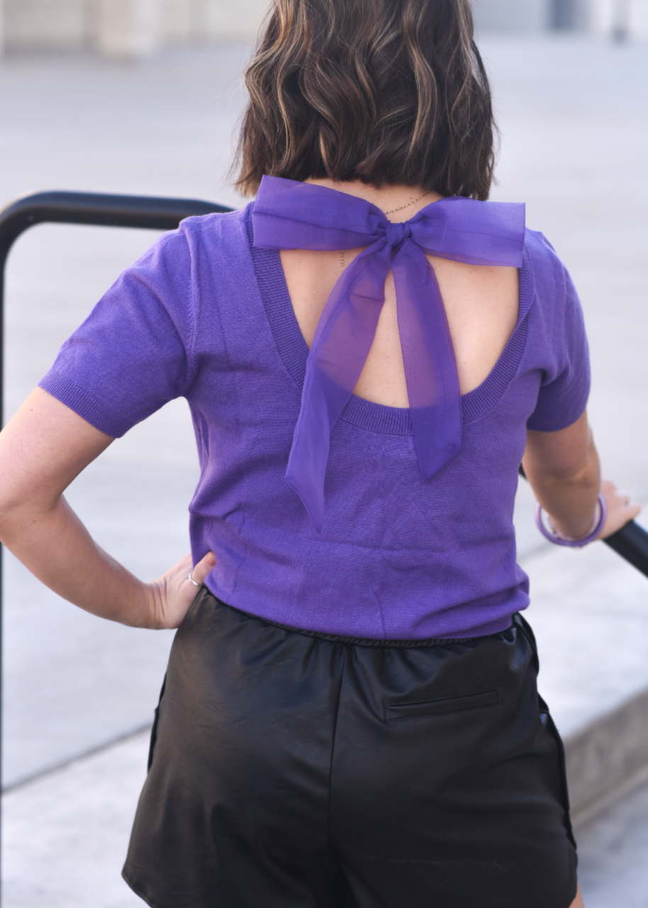 Purple Bow Sweater Top