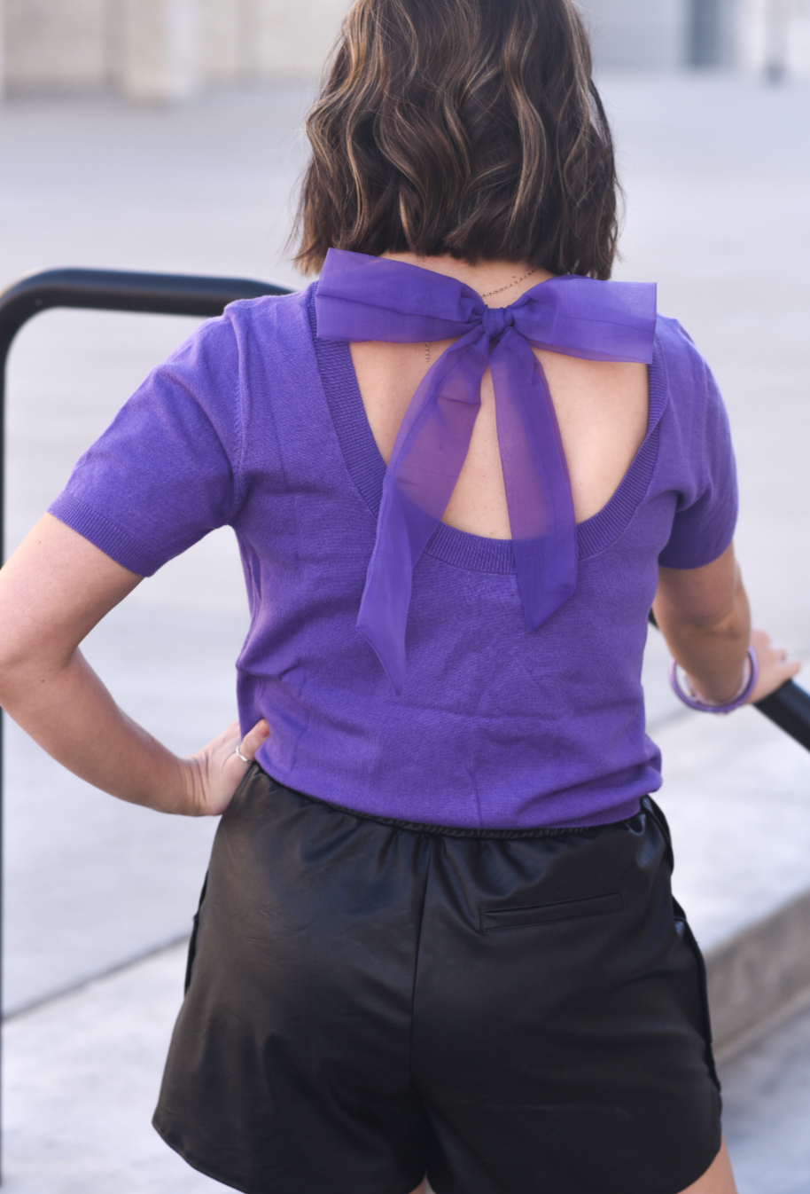 Purple Bow Sweater Top