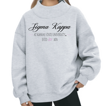 Load image into Gallery viewer, G-11: K-State Reverse Mock Neck Sorority Crew - Customizable

