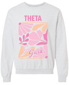 G-7: Pink and Orange Flower Greek Crew - Customizable