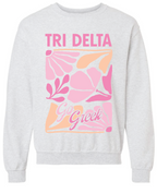 G-7: Pink and Orange Flower Greek Crew - Customizable