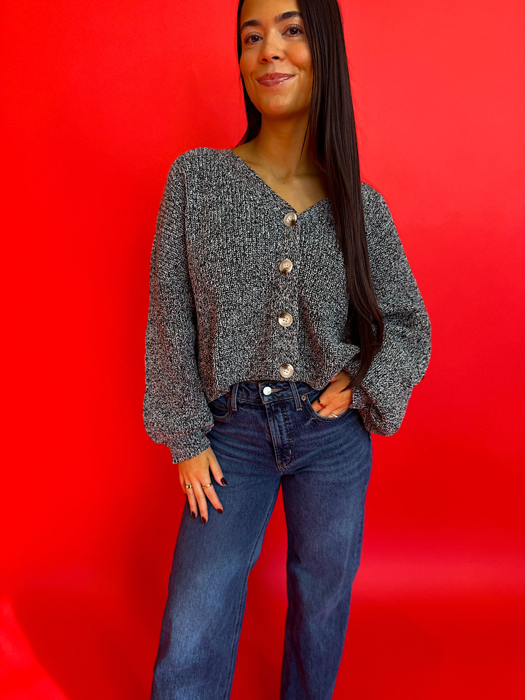 V-Neck Button Down Cardigan