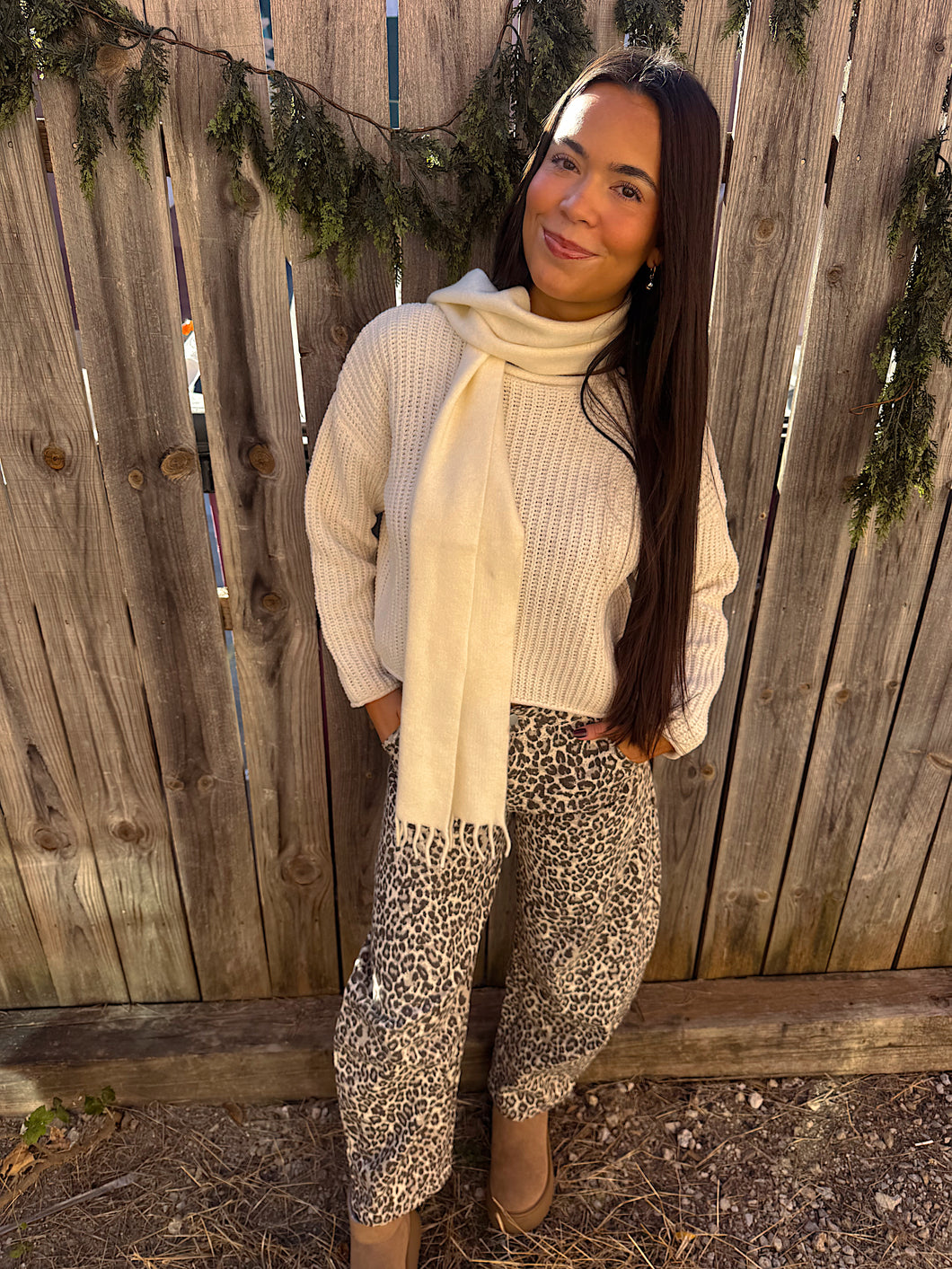 Cream Knit Cropped Sweater