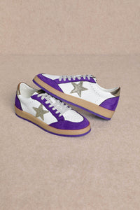 Purple and White Star Studded Sneakers