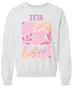 G-7: Pink and Orange Flower Greek Crew - Customizable