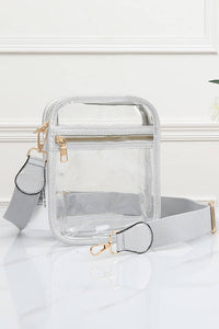 Clear PU Cross Body Mini Bag: Silver