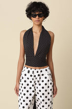 Load image into Gallery viewer, Sera Polka Dot Halter Top in Black White by Olivaceous
