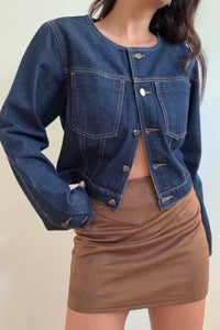 Button Front Denim Top