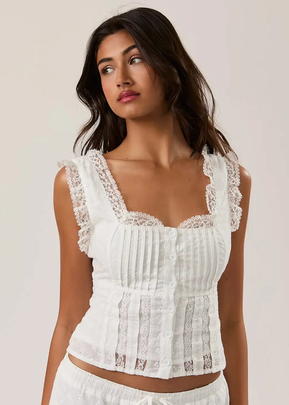 Sleeveless Square Neck Ruffle Top