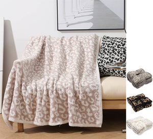 Leopard Design Ultra-Soft Throw Blanket: Beige