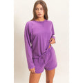 Mineral Wash Plum Long Sleeve Top