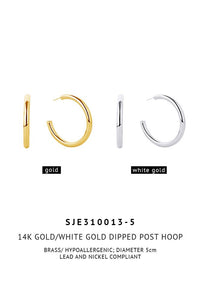 14K Metal Post Hoop: 2cm / Gold