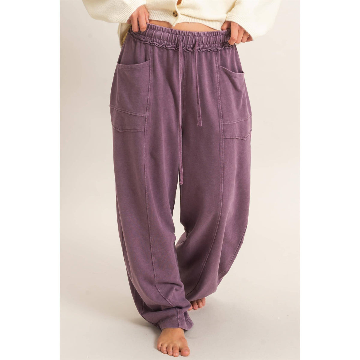 Mineral Washed Barrel Sweatpants in Dark Cherry by HYFVE