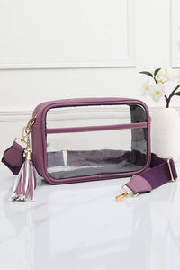 Clear PU Cross Body Camera Bag: Purple