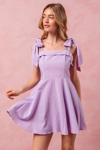 Tie Strap Lavender Swing Dress