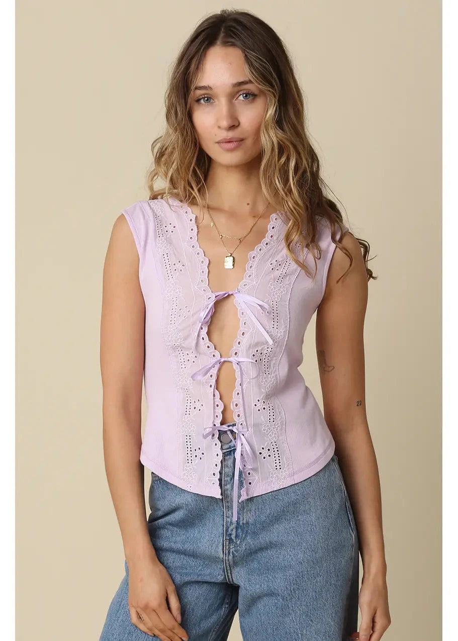 Lilac Lace Scallop Top