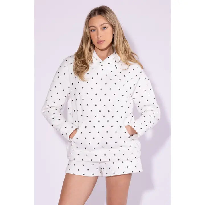 Polka Dot Hooded Sweatshirt