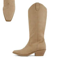 Western Long Boots - Camel Suede