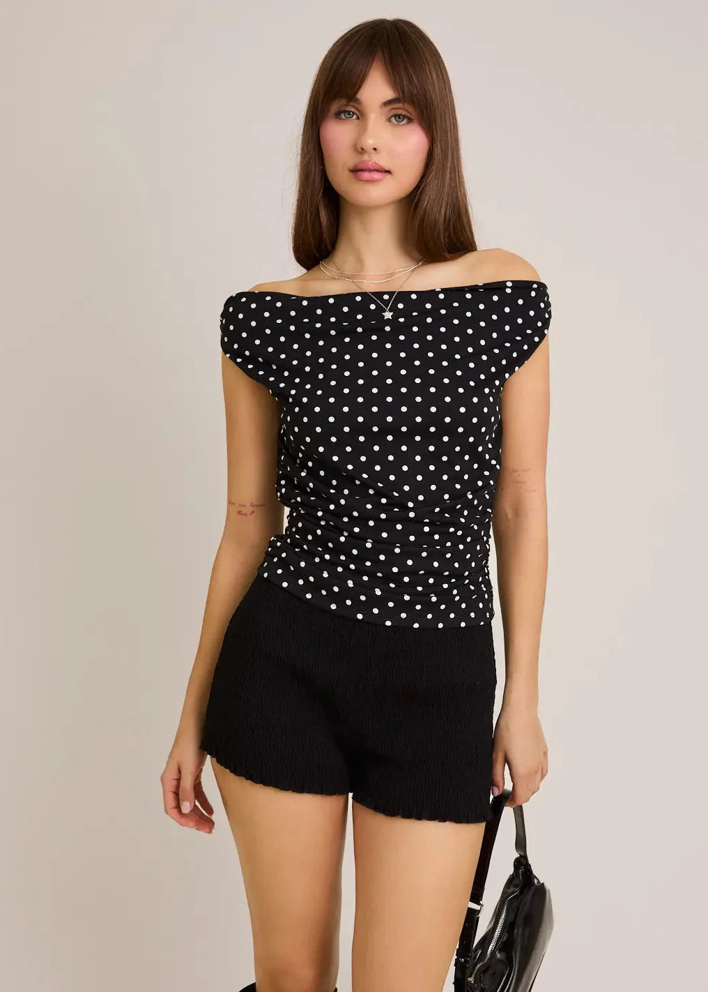 PT6031 - Polka Dot Off The Shoulder Top
