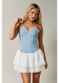 Denim Mini Dress With White Skirt