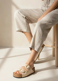Double Strap Buckle Platform Sandals