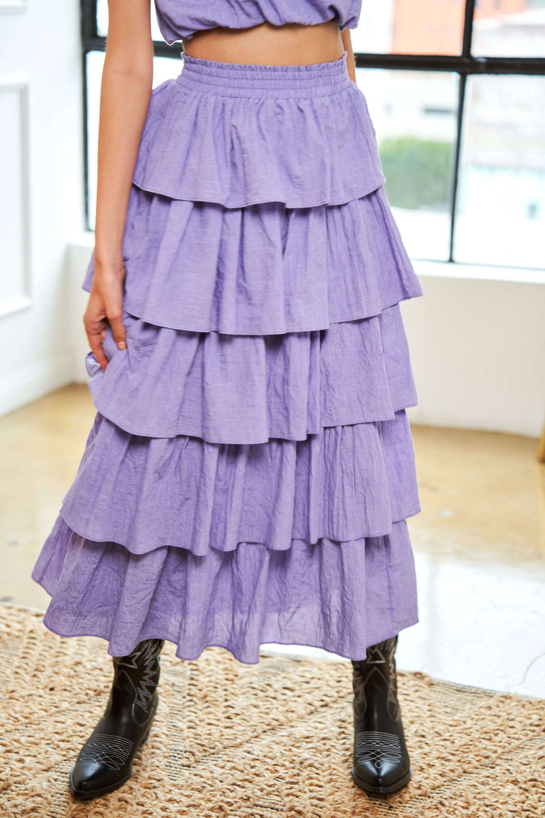 Purple Layered Maxi Skirt