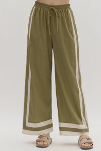 Olive Straight Leg Woven Pants