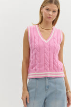 Load image into Gallery viewer, Pink Cable Knit Sweater Vest
