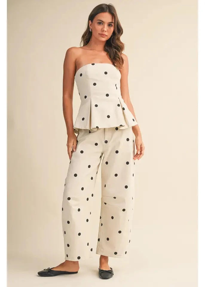 Ivory Polka Dot Barrel Pants