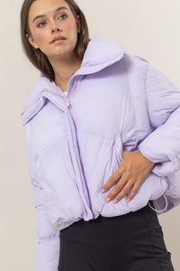 High Neck Puffer Jacket Lavender