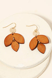 Wooden Leaf Drop Earrings: IV