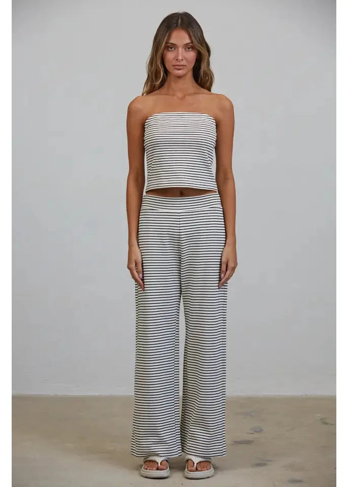 Black and White Striped Tube Top