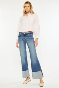 OPEN PACK MID RISE WIDE FLARE JEANS