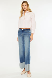 OPEN PACK MID RISE WIDE FLARE JEANS