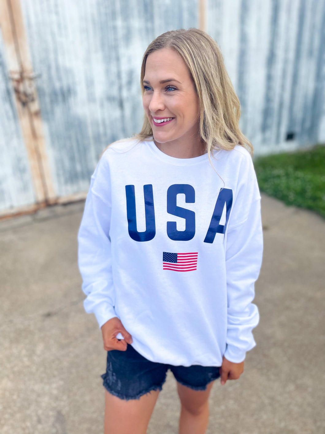Classic USA White Sweatshirt