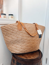 Load image into Gallery viewer, Wide Striped Straw Braided Tote Bag
