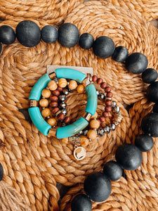 Layered Wood Beaded Bracelet